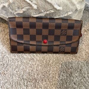 Louis Vuitton Brown Damier Ebene Continental Wallet with Red Snap